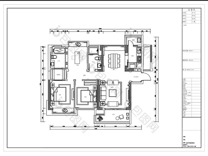 兩居室戶型高層cad平面戶型圖