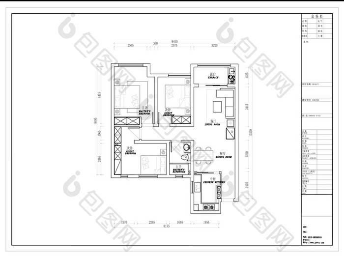 小三房户型多层CAD平面方案