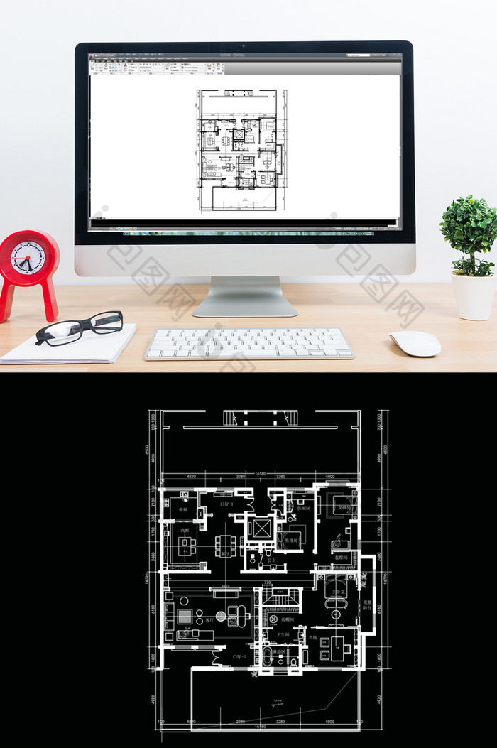 别墅1F层CAD平面定制设计