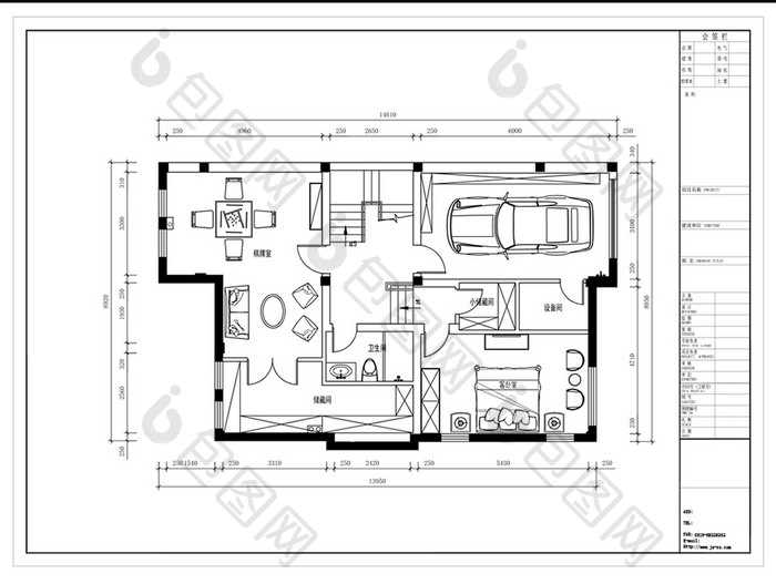 别墅地下室平面定制方案CAD