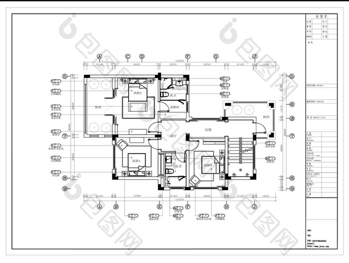 别墅三居室户型CAD平面定制方案