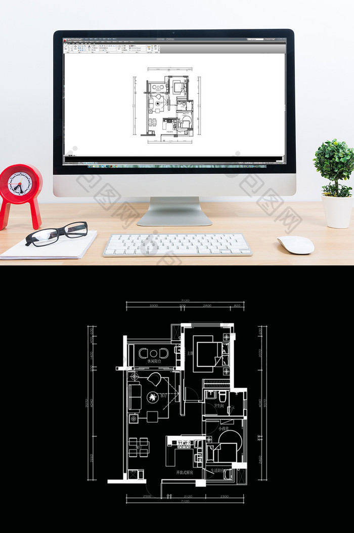 CAD小两居室户型平面方案