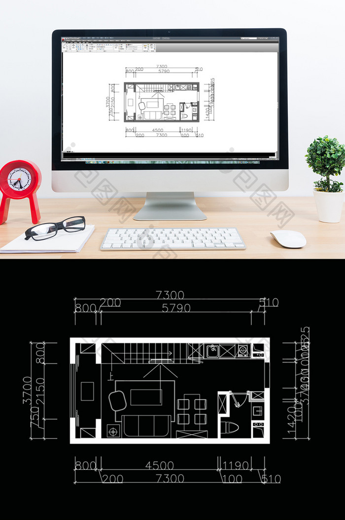 单身公寓CAD平面方案设计