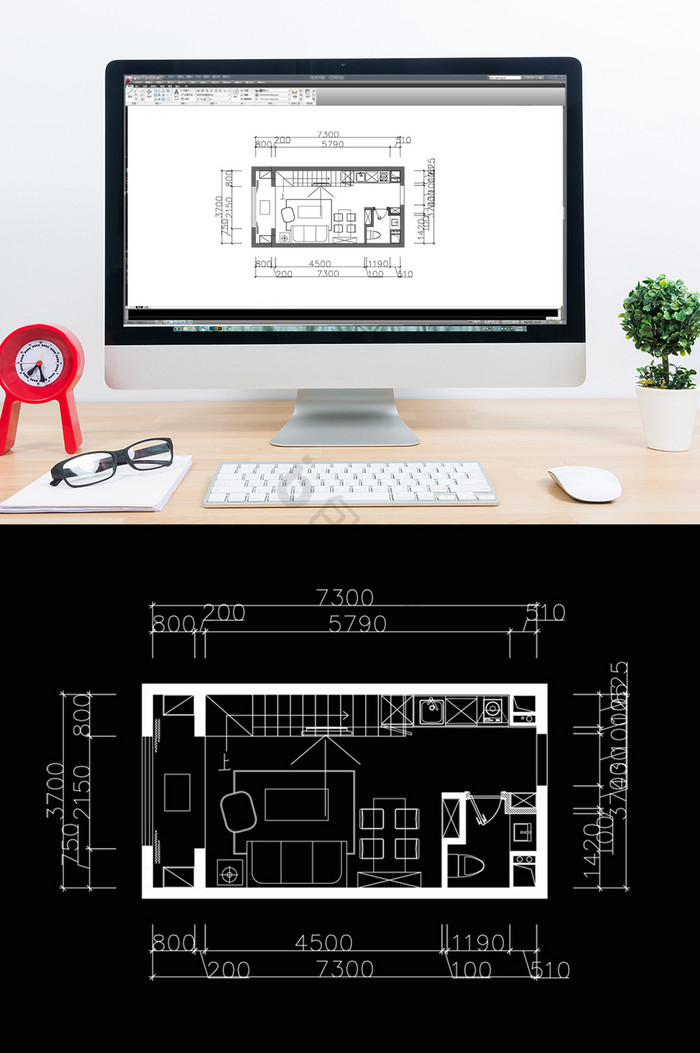 单身公寓CAD平面方案设计图片