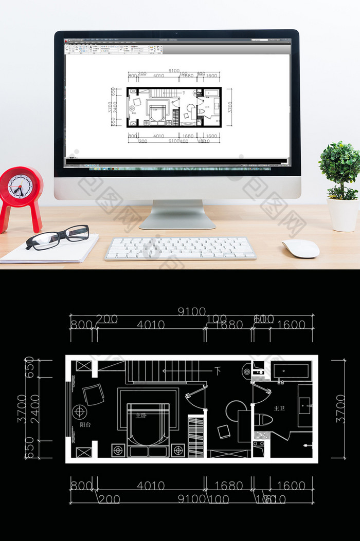 单身公寓跃层CAD平面定制方案图片图片