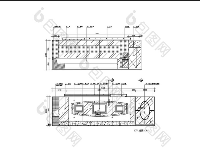 KTV包间立面图纸CAD图纸