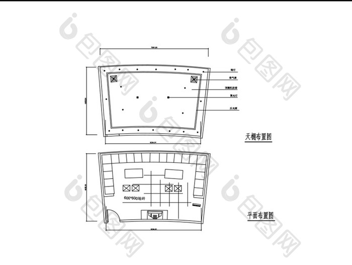 KTV包间平面图天花吊顶图CAD图纸