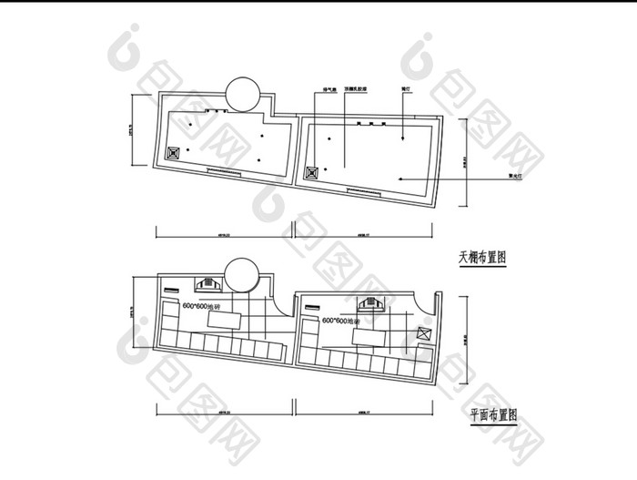 KTV平面布置图天棚布置图CAD图纸