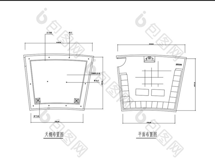 KTV平面布置图天棚布置图CAD布置图