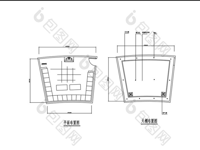 KTV包间天棚布置图CAD平面布置图