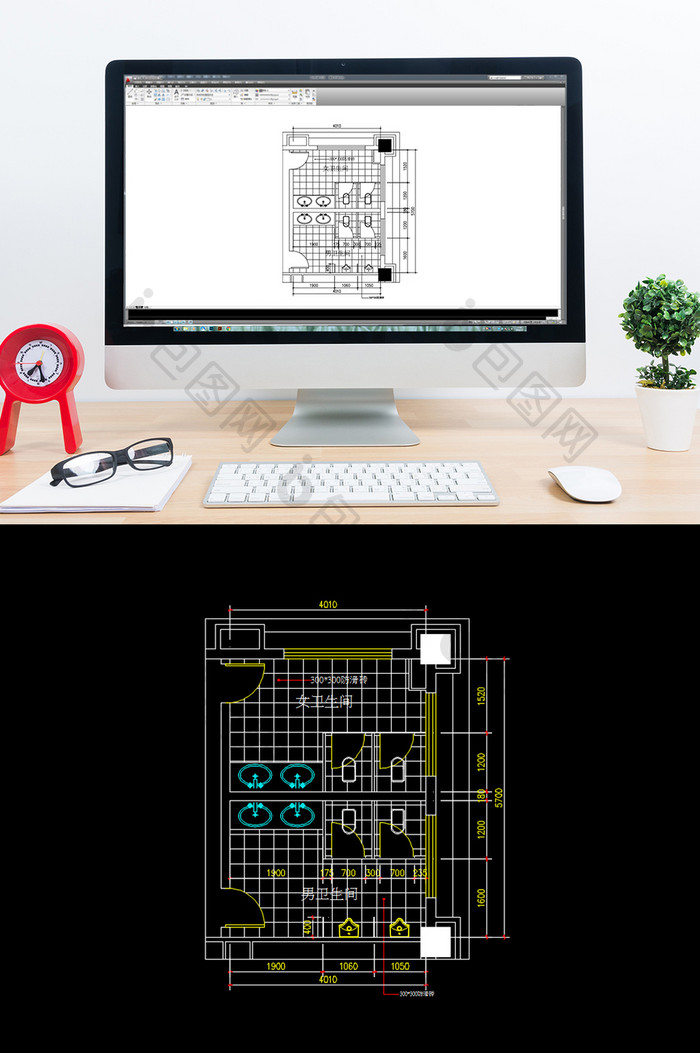 公共卫生间CAD平面图纸