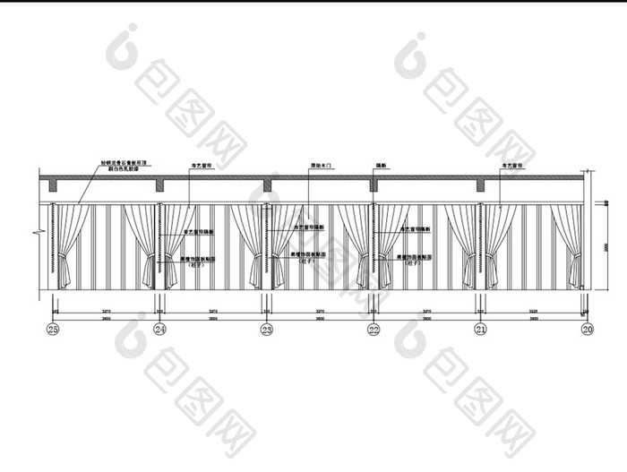 大酒店橱窗窗帘平面CAD图纸