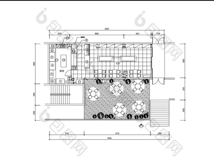 咖啡吧平面布置图CAD图纸