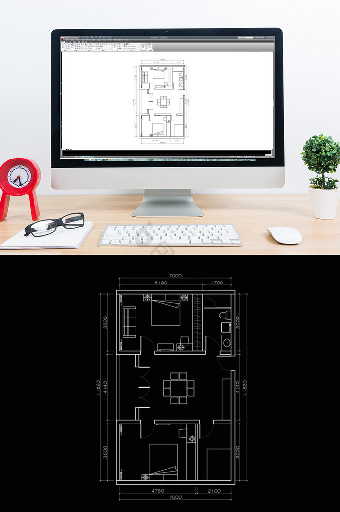 三居室户型自建住宅CAD方案图片