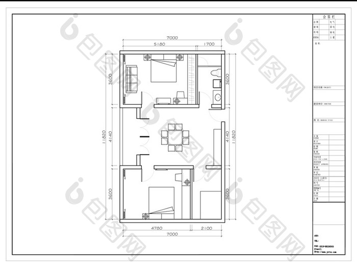 三居室户型自建住宅CAD方案