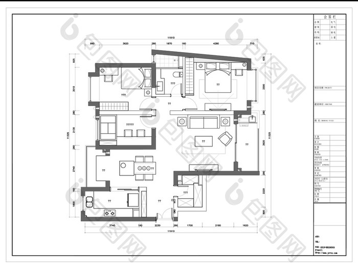 三居室规划设计方案CAD