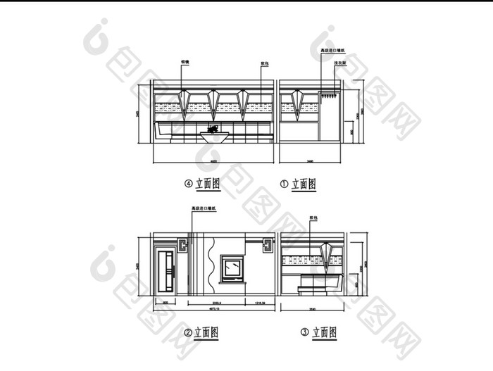KTV包间立面图纸CAD平面布置图