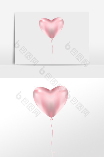 粉红色心形气球元素图片