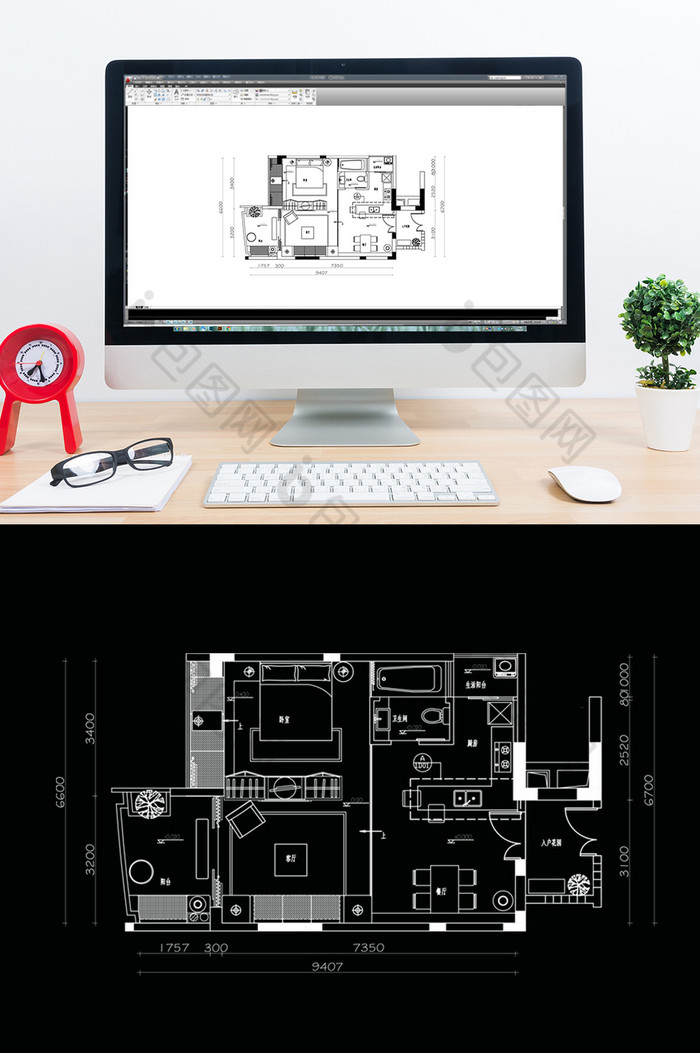 一居室户型设计平面方案CAD图片图片