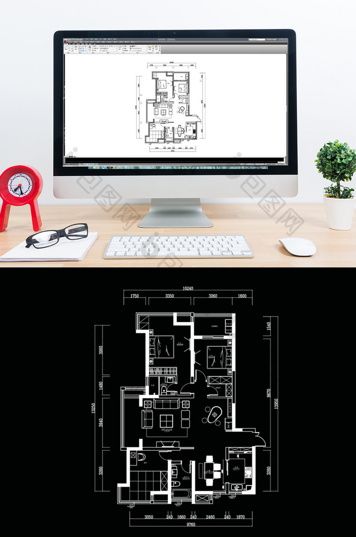 CAD三居室户型定制设计方案
