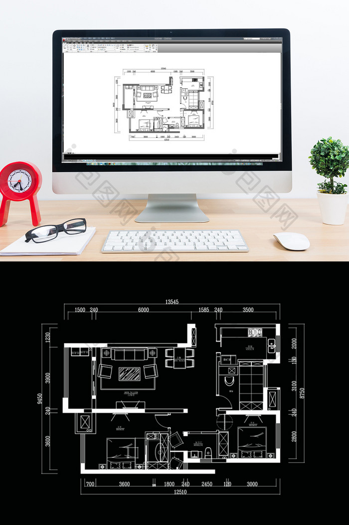 三居室户型定制平面方案CAD