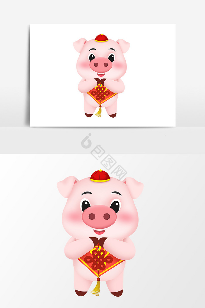 2019年春节中国结猪形象图片