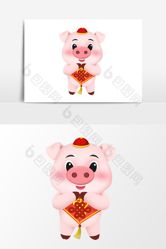 可爱2019年春节中国结猪卡通形象图片