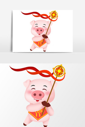 卡通2019春节猪年戏龙珠卡通形象