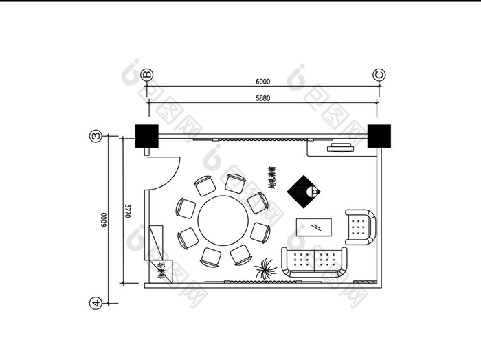 餐饮酒店包间cad图纸