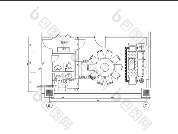 酒店包间平面图CAD图纸