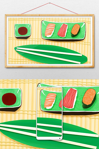 日本小清新寿司背景图片