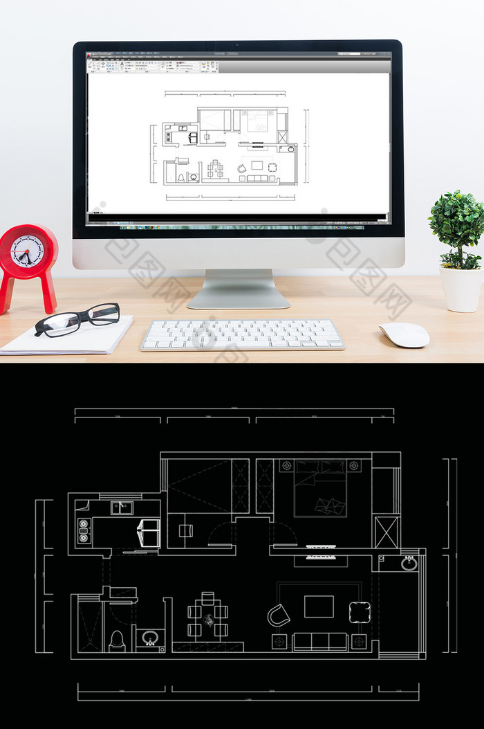 两房户型定制CAD平面规划图片图片