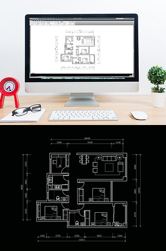多层三居室户型CAD平面设计图片