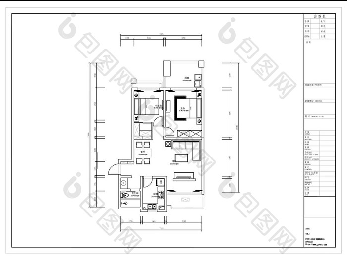 两居室户型高层CAD平面规划