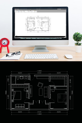 自建别墅两居室户型定制CAD图片