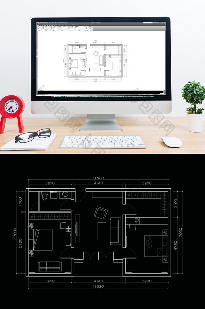 自建别墅两居室户型定制CAD