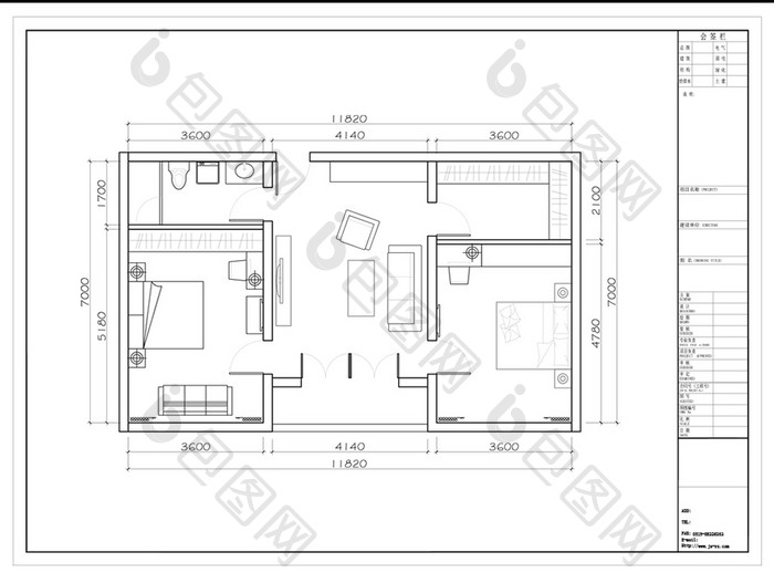 自建别墅两居室户型定制CAD