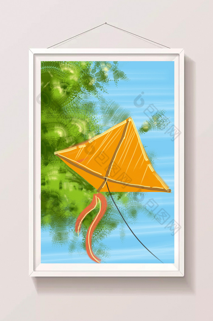 夏日树丛风筝插画插画图片图片