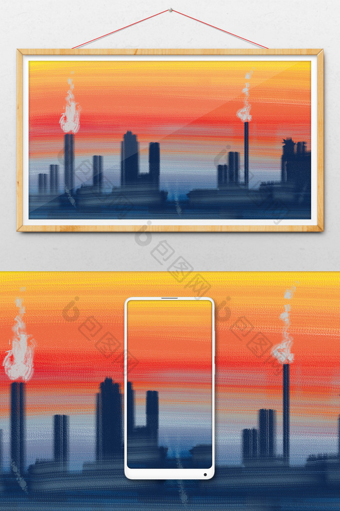 暖色夏日城市黄昏手绘插画城市素材 图片下载 包图网 暖色夏日城市黄昏手绘插画城市素材 图片下载 包图网