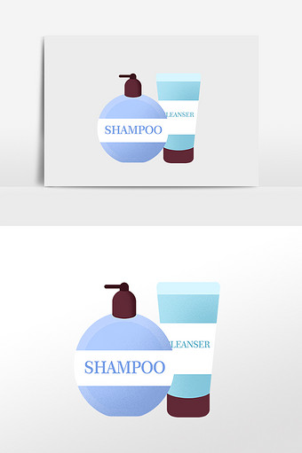 卡通生活用品洗面奶洗发水元素图片