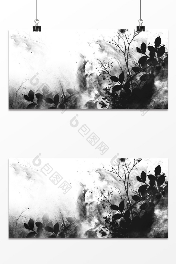 水墨植物花卉剪影图片图片