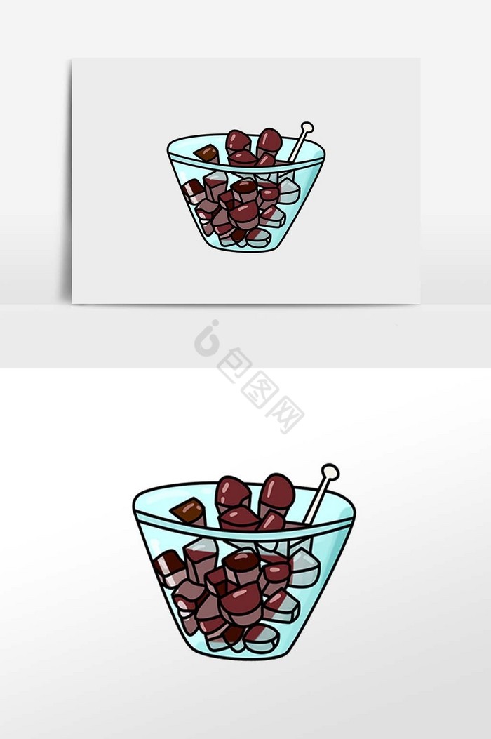 夏日食品龟苓膏插画图片