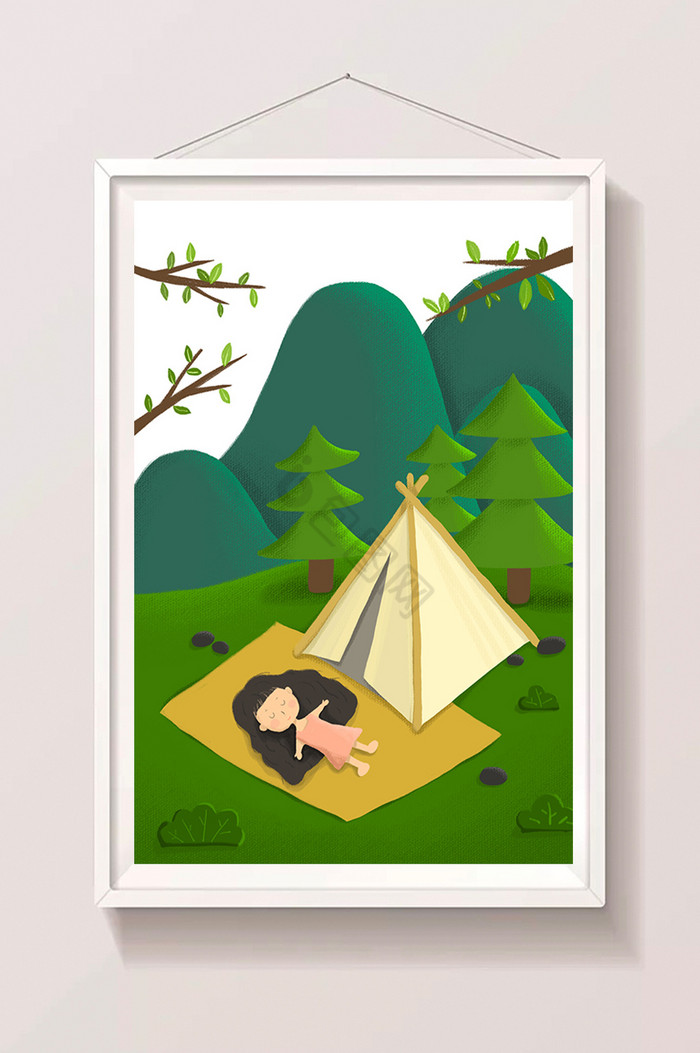 暑期生活野营插画图片