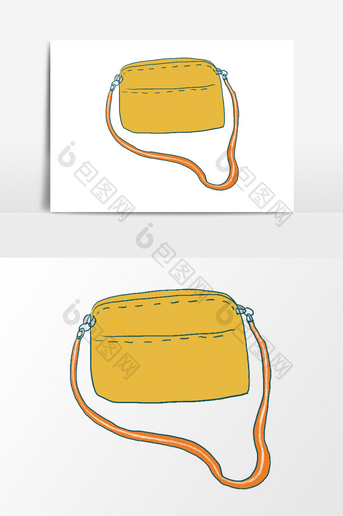 黄色帆布单肩书包免抠元素