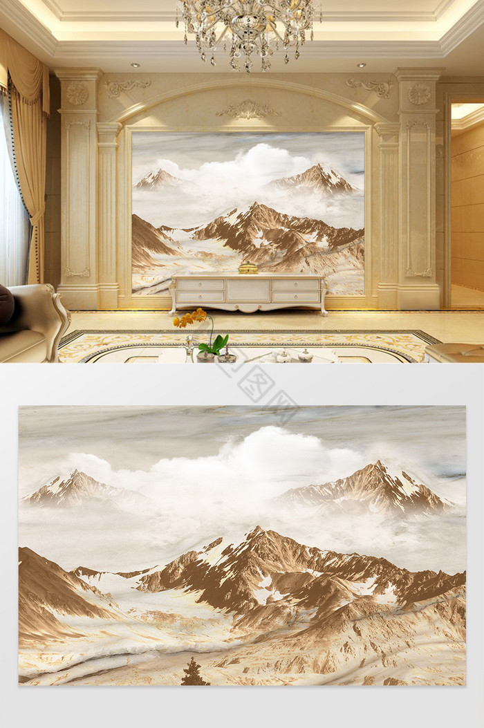 大理石纹定制山之云歌图片