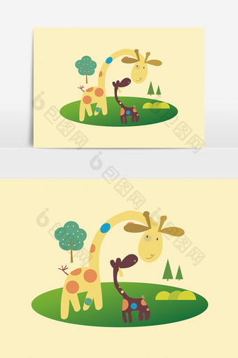 俩只小花鹿设计元素图片