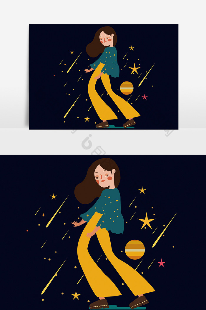 星空人物女孩图片