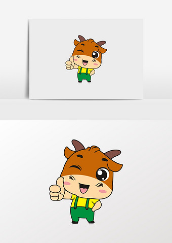 卡通牛小黄牛公仔形像图片下载