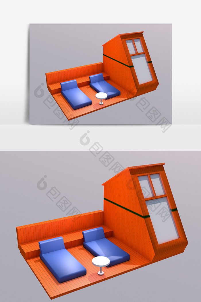 橙色沙发设计元素