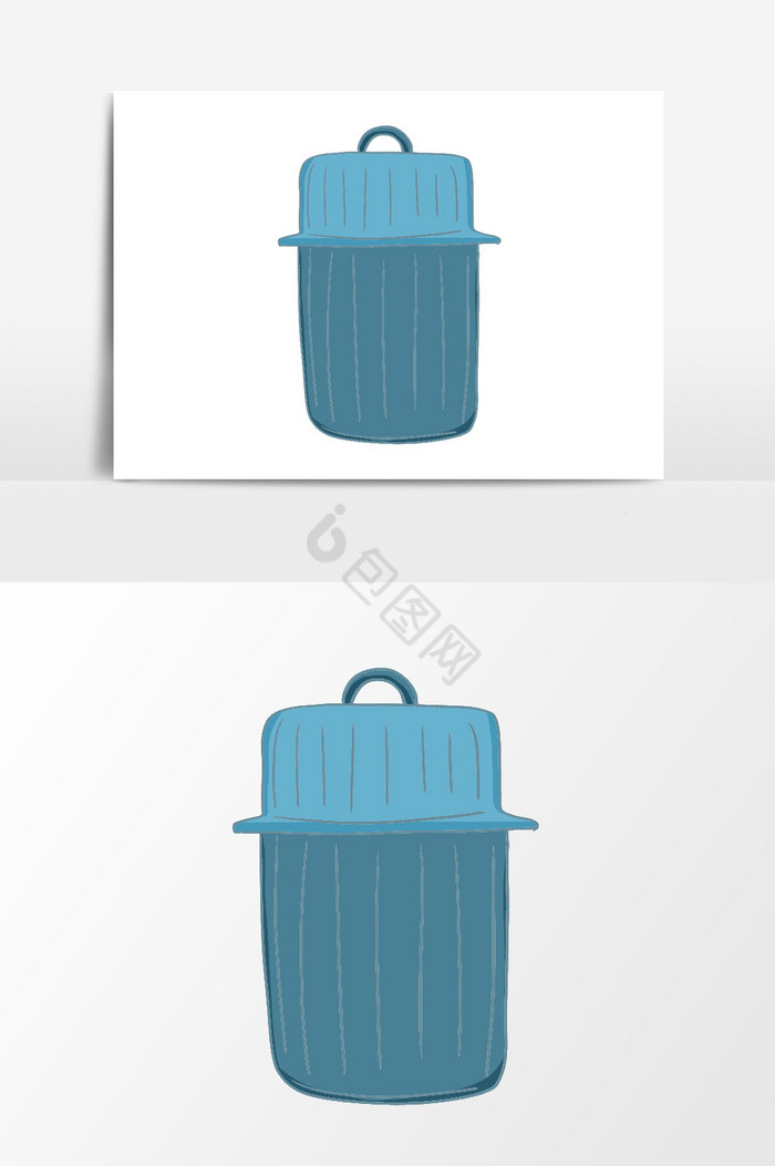 蓝带盖垃圾桶免抠图片